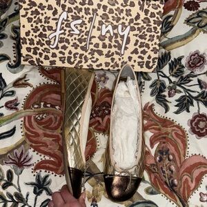 Women's Gold Leather Ballet Flats